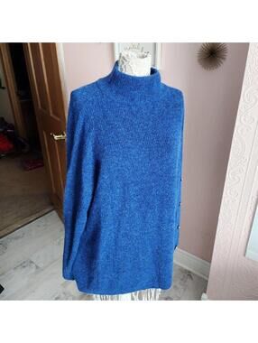 NWT ELLOS unique Blue Mohair nylon Acrylic WASHABLE Sweater PLUS SIZE  1X